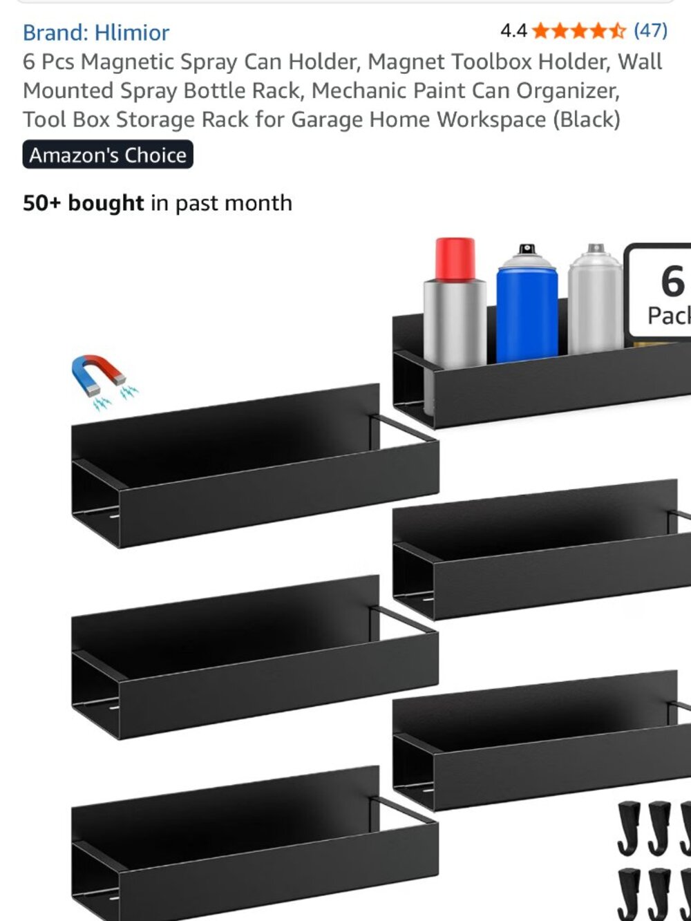 Hlimior Magnetic Spray Can Holder 6 Pack